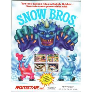 Snow Bros Arcade FLYER 1990 Original NOS Video Game Artwork Sheet Scarce